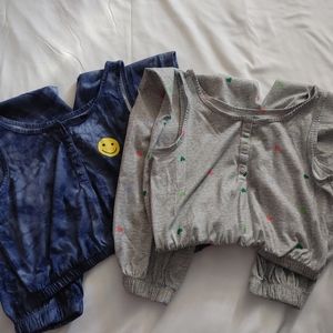 Girls Clothing 2 Piece Bundle Tank Jumpers Blue Tie Dye  Gray Hearts Size 14/16